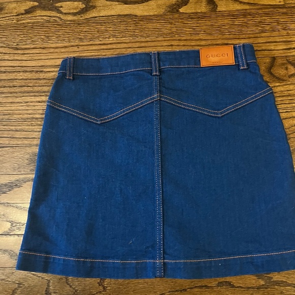 NWT Gucci kids GG Denim Skirt Light Blue Multi Color Jean Skirt 6 and 12 - Picture 5 of 5